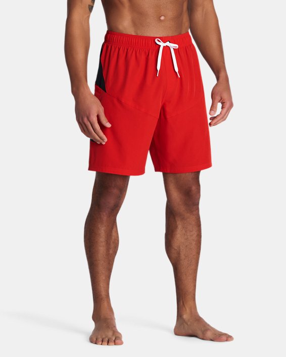 Men's UA Point Breeze Colorblock Volley Shorts, Red, pdpMainDesktop image number 0